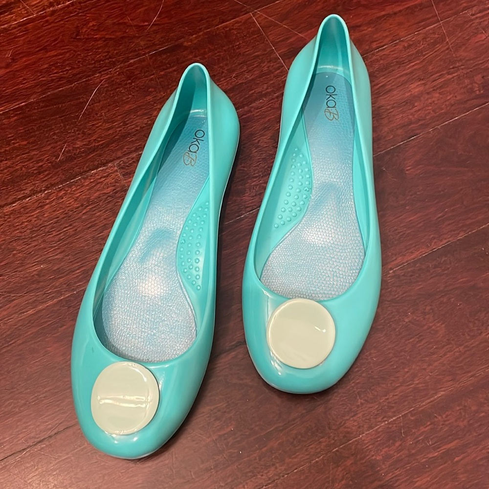 Oka b. Teal Jelly Ballet Flats